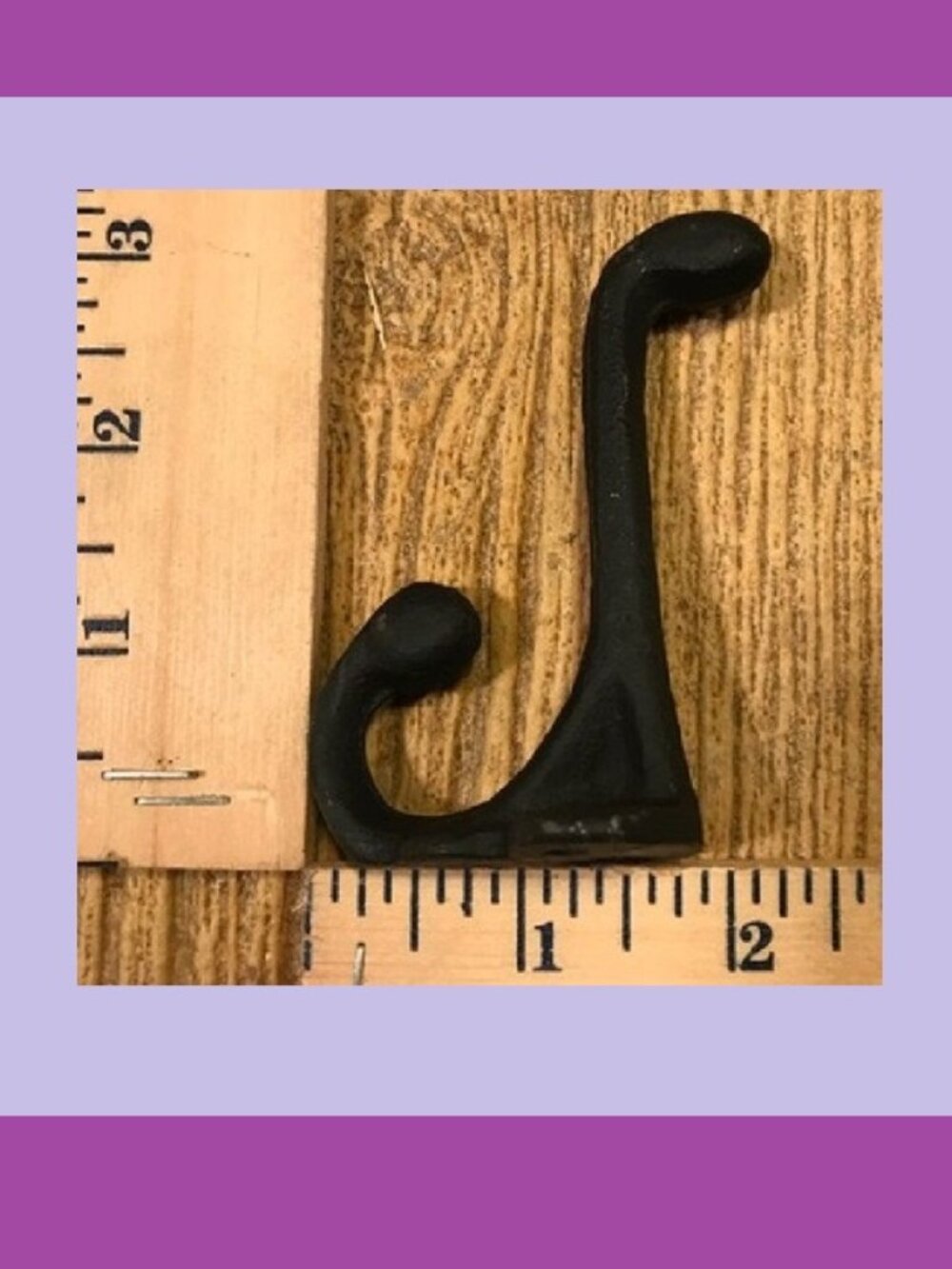 ONE (1) Cast Iron Black 2 3/4" tall Double Wall Hooks One (1) 0170-01202